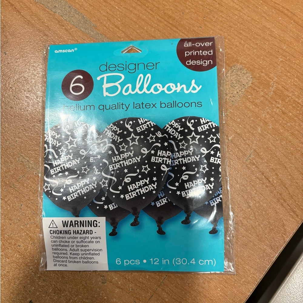 Amscan Black and White Birthday Balloons - 6 Pack